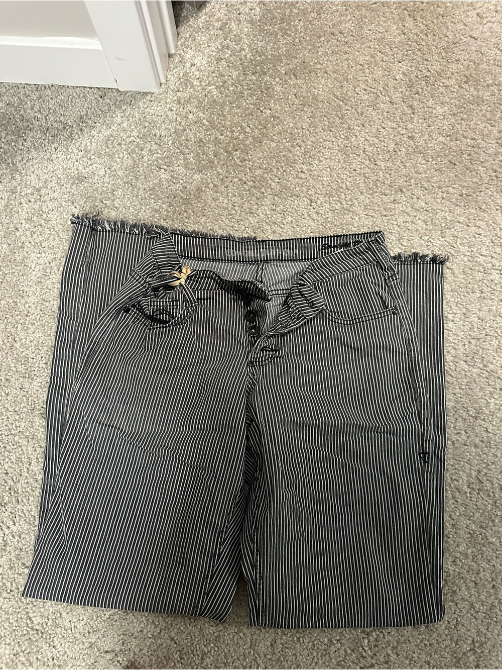 Cowgirl Tuff Black and White Pinstripe Straight Leg Jeans